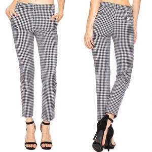 NWOT Tibi Beatle Gingham Cropped Pants Black White Blue Casual Women’s 4